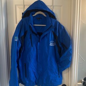 Blue Hooded Jacket with Able Connecting Companies Logo 2XL